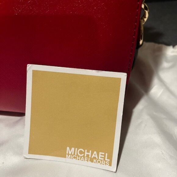 Michael Kors Hamilton Large Genuine Leather Tote Shoulder Bag Red - Picture 5 of 7